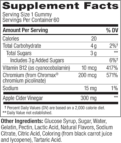 Miniatura 5 de OLLY Anillos de goma para metabolismo, metabolismo y energía celular, suplemento masticable, vinagre de sidra de manzana, vitamina B12, picolinato