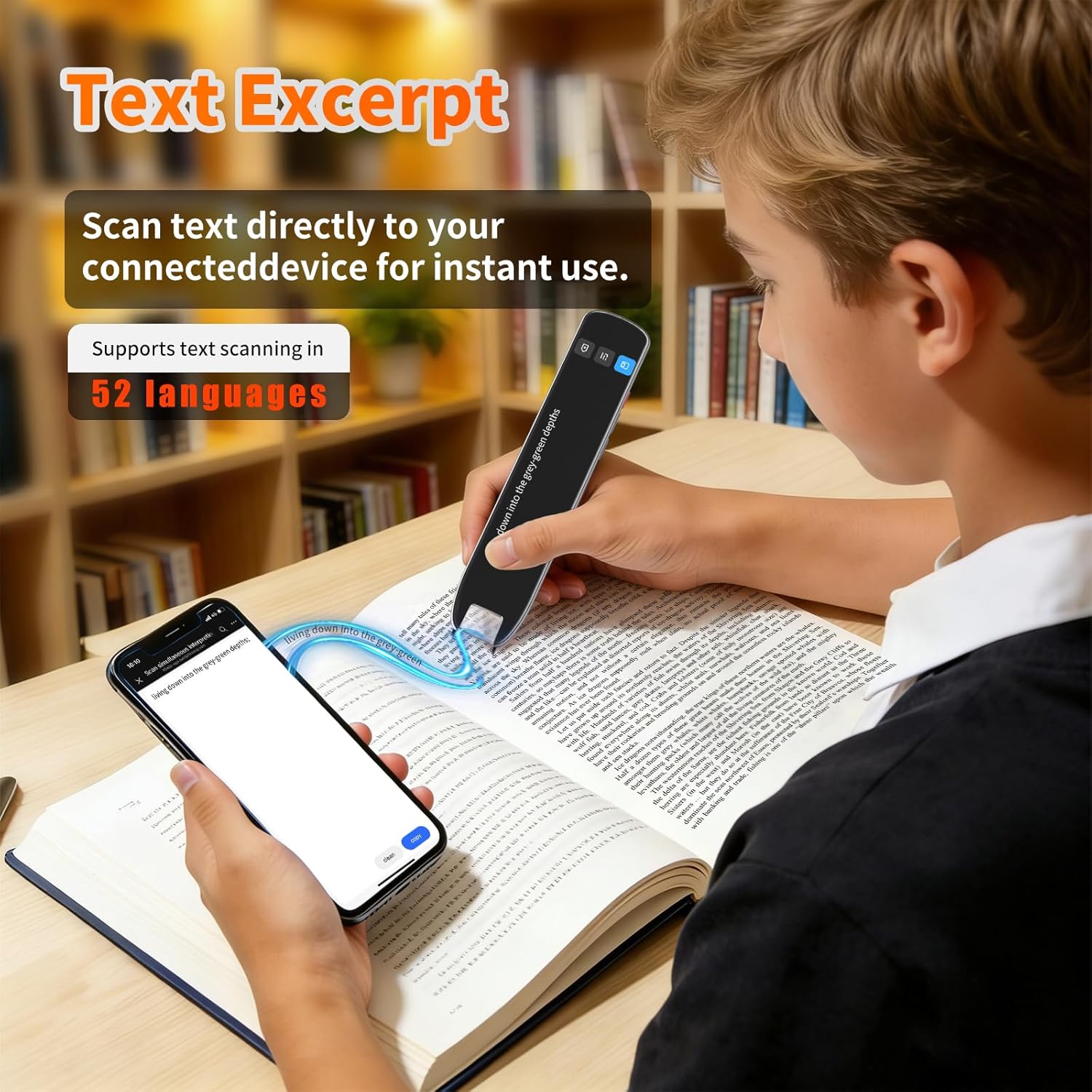 Translator Pen&Reading Pen for Language Learners&Dyslexia&Learning Difficulties&Kids & Adults, OCR Translation Pen&Pen Scanner,Text to Speech Device for 142 Language(Grey)