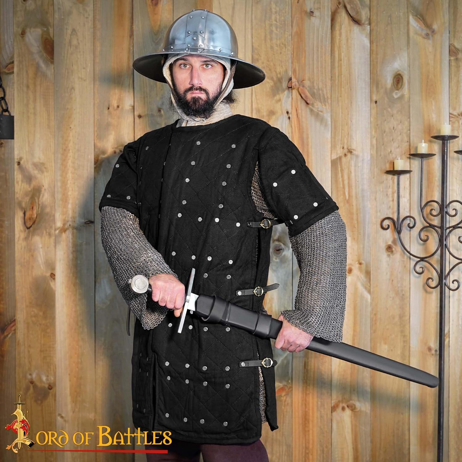 Lord of Battles Medieval Brigandine with Riveted Steel Plates Body Armor Costume for LARP Ren Fair and Medieval Event