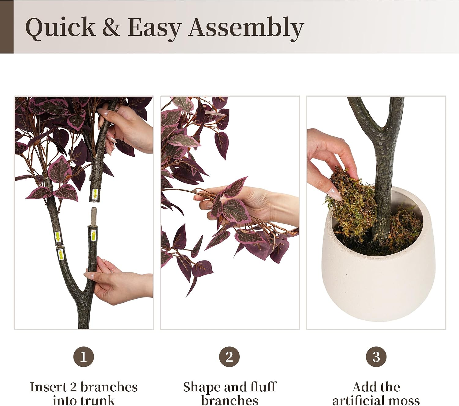 BLOSMON 4ft Fall Trees for Porch Decor, Faux Plum Cimicifuga Tree with Pot