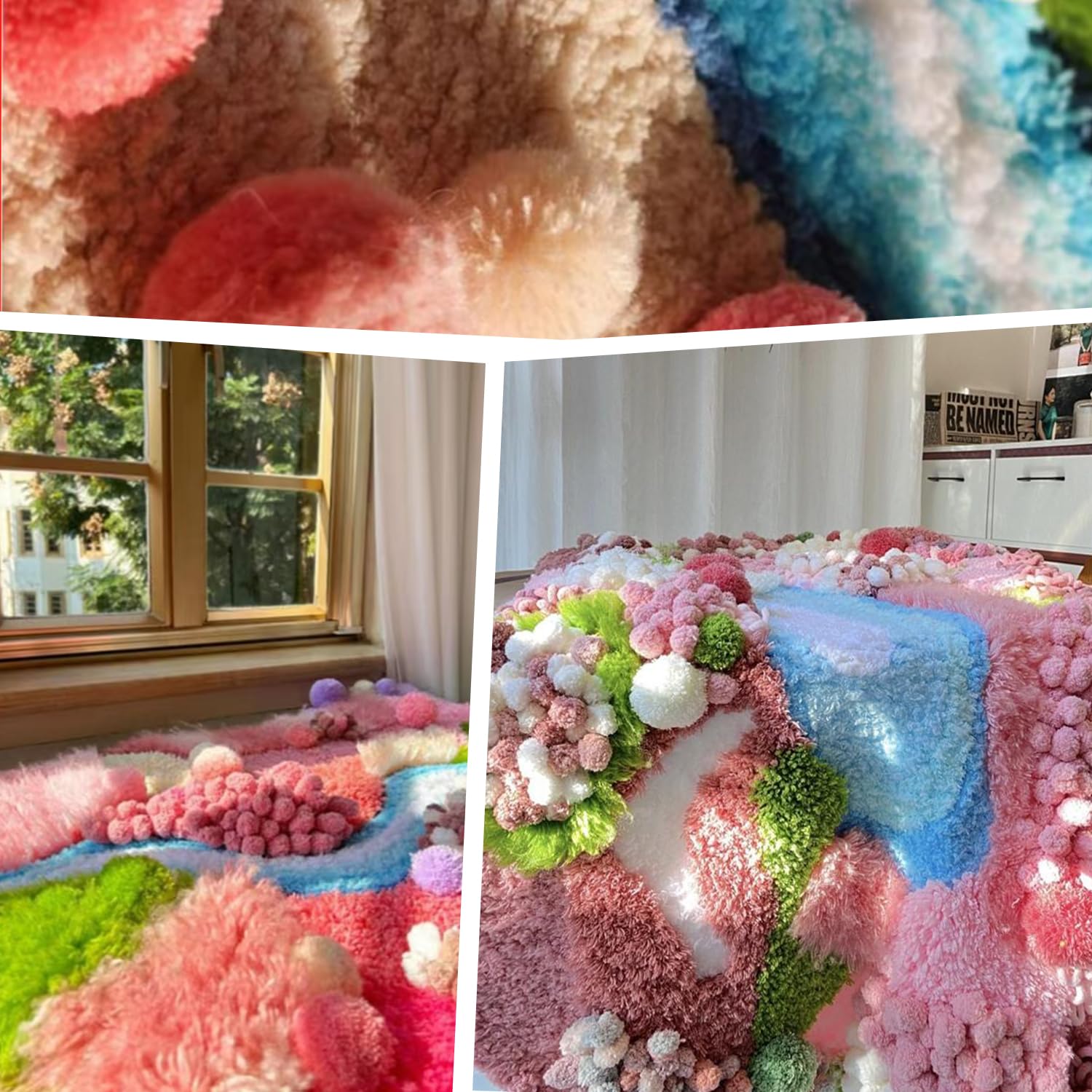 Dywan z mchu DIY Zestawy haków zatrzaskowych do salonu sypialni, 51x27 Ręcznie haftowany duży dywan z mchu, uroczy dywan z mchu Kwiaty dla kobiety Prezent świąteczny,River a