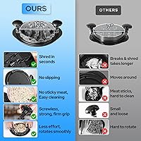 Vista 5 de 3 Layer Pro Chicken Shredder with Removable Tray, Meat Claws, Brush - 10'' Chicken Breast Shredder Tool Twist, Meat Grinder Machine, Meat Shredder