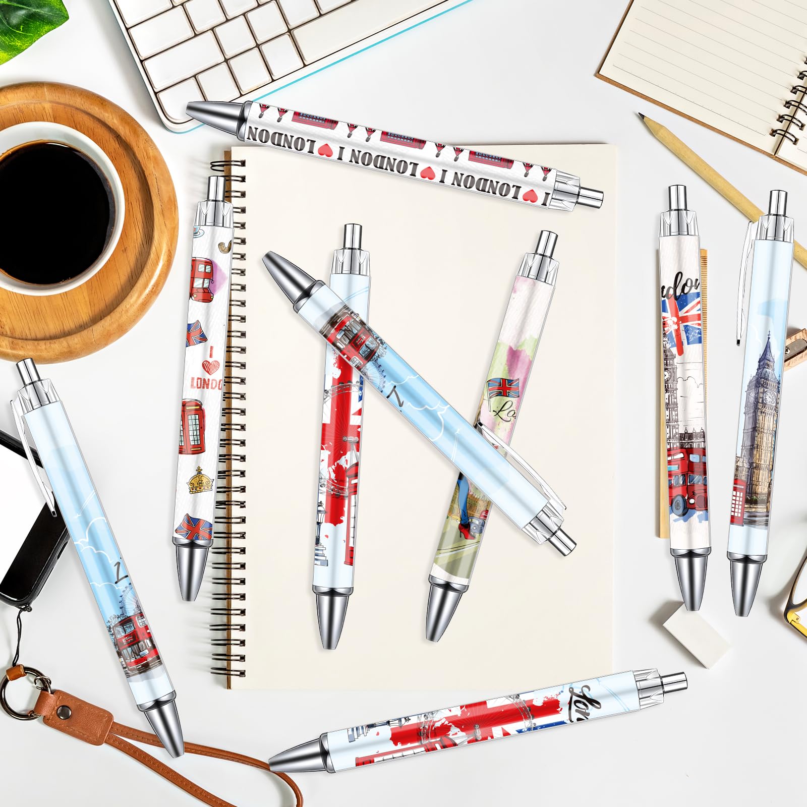 Wxiben London Ballpoint Pens Bulk - 36 Pcs London Souvenirs Gifts from UK City Travel Ballpoint Pens Retractable Smooth Ball Point Pen British Gifts for Office School Stationery Traveler Supplies