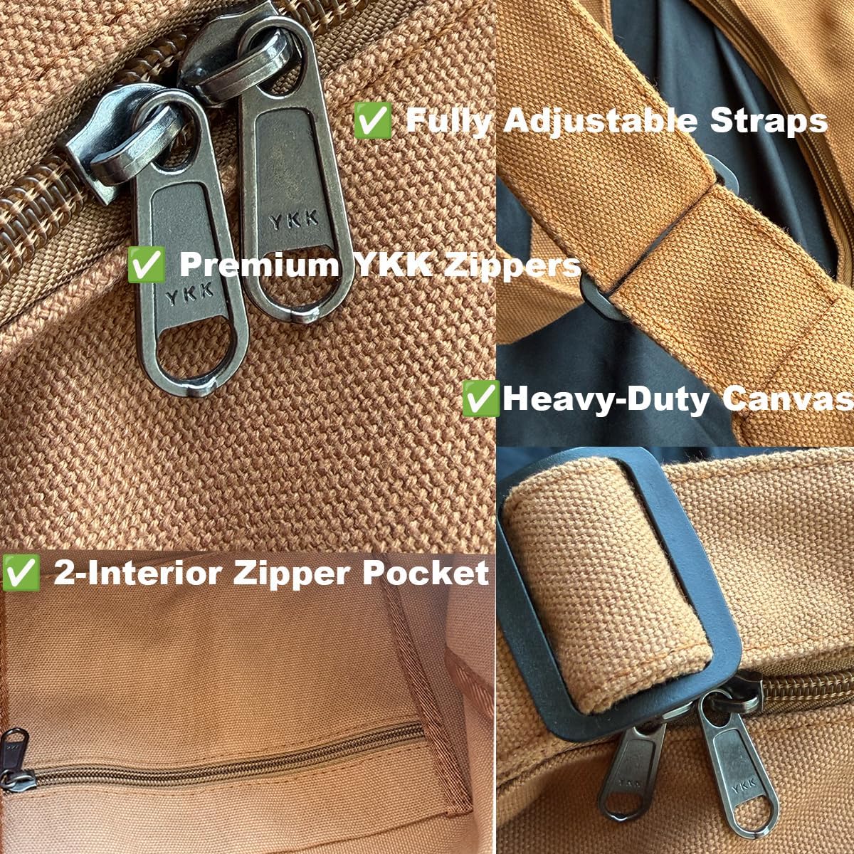 Tote Bag Canvas Multifunctional with Adjustable Straps & Detachable Mini Pack - Lightweight, for School, Commute, Travel