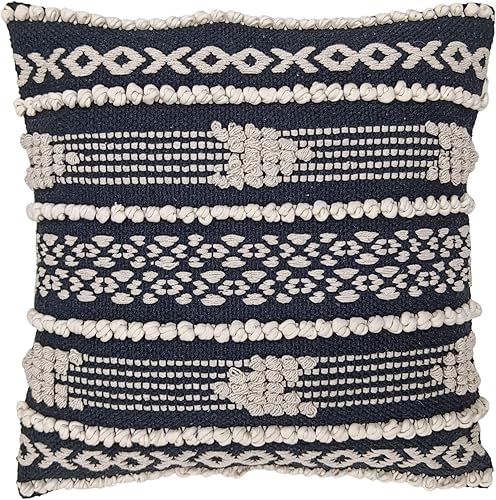 Miniatura 1 de Trade Star Funda de cojín de algodón anudada a mano, hermosa funda de almohada cuadrada suave y copetuda, fundas de almohada altamente duraderas