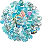 60 Pièces européennes Assortiment large trou Perles d'espacement Assortir Verre Charm Perles Strass Perles Fournitures pour DIY Collier Bracelets fabrication de bijoux