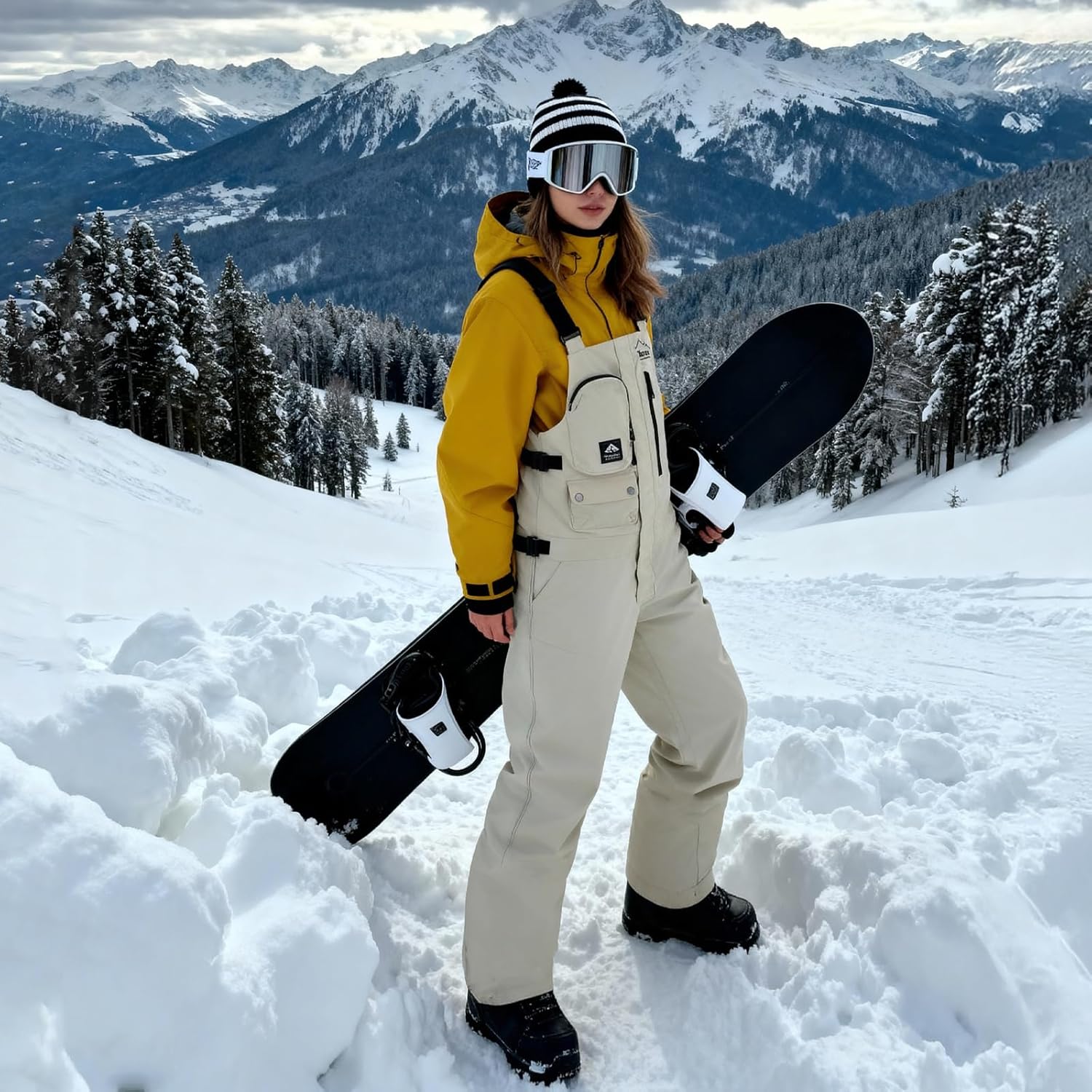 Ski Bibs Women and Mens,Waterproof Snow Bib,Adjustable Ski Overalls for Snowboard Snow Sports - Image 3