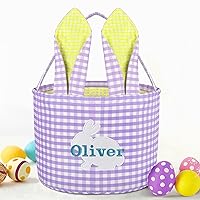 Vista 19 de Cesta de Pascua personalizada, cestas de Pascua de PEMIRSAYO para niños, cesta de conejo de Pascua, color rosa