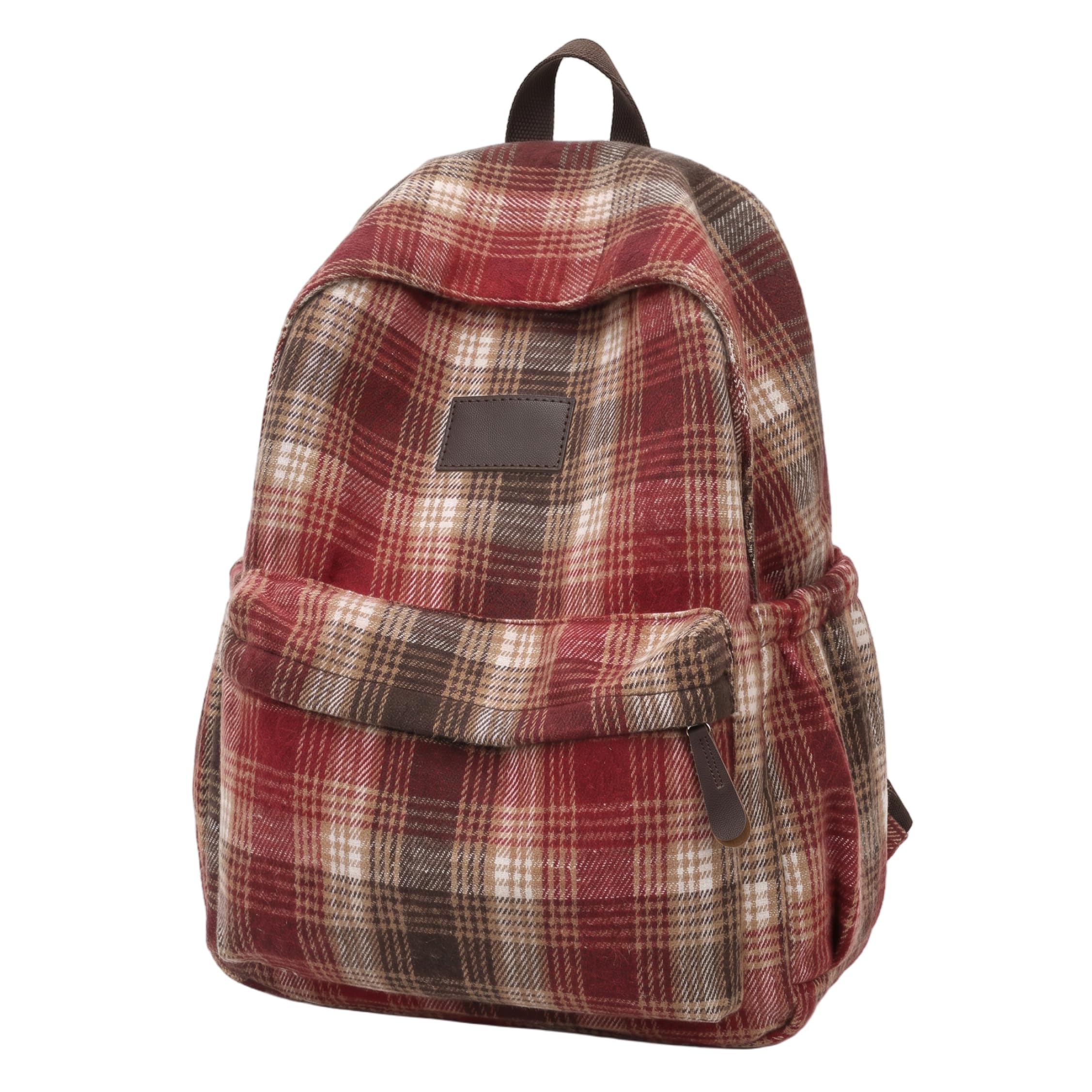 Zaino scozzese vintage per donna uomo, borsa per libri scozzese alla moda in tartan borsa per laptop per libri da viaggio alla moda Y2k, rosso marrone..