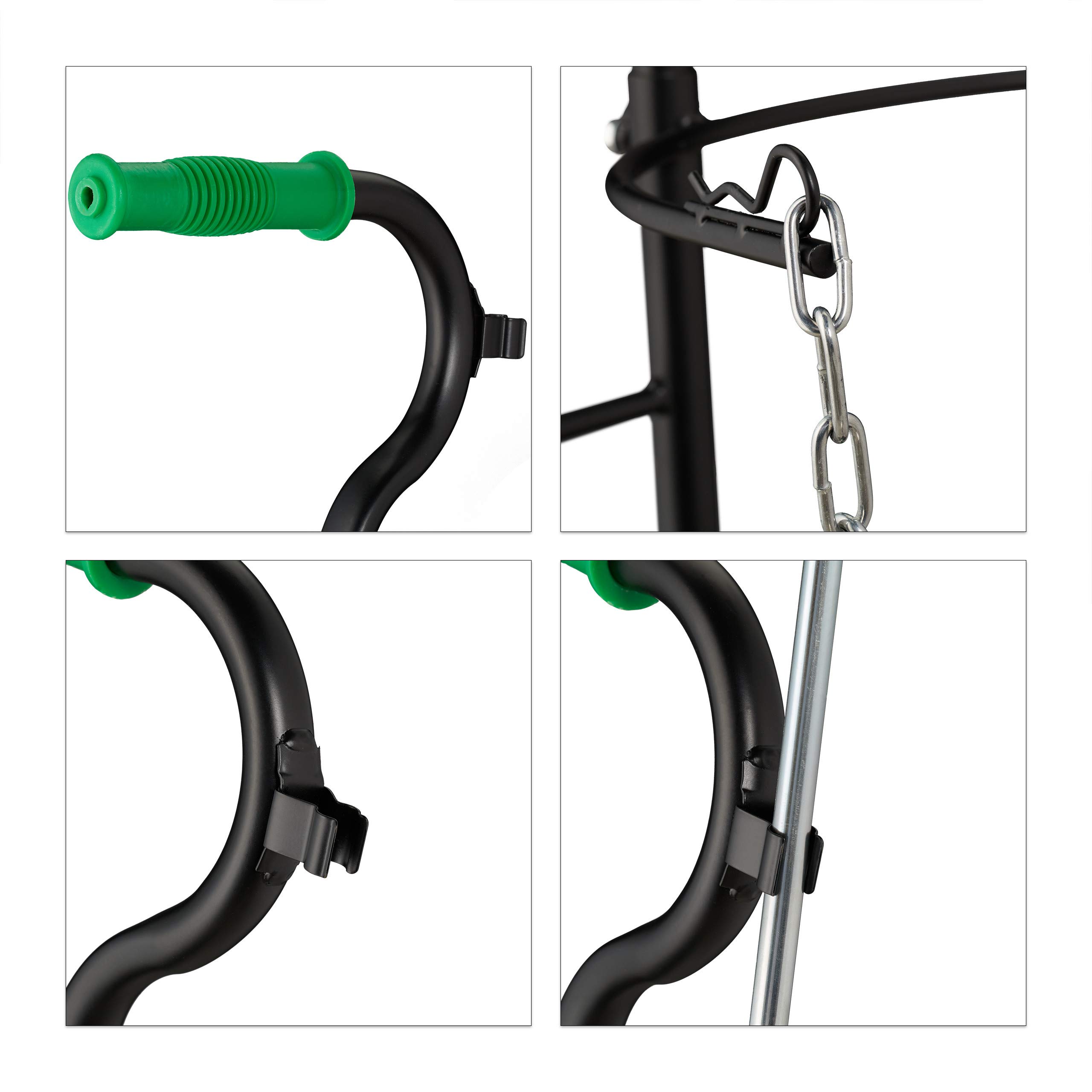 Relaxdays Carrello da Trasporto, Carrellino per Bombole a Gas di 5 & 11 kg, Ruote in Gomma Piena, Acciaio, Nero/Verde