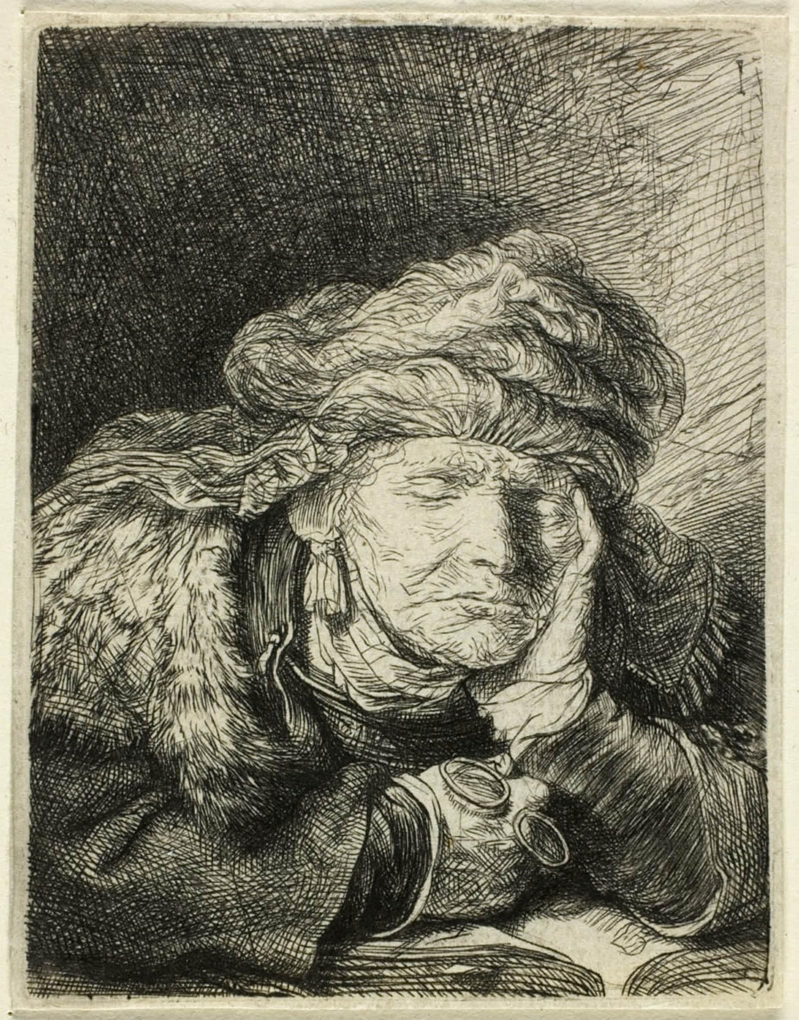 SERENDIPITP Vintage Wall Art Canvas Nordic Poster Canvas Print Picture Old woman sleeping by Rembrandt van Rijn Wall Art Poster for Home Decor 60x90cm