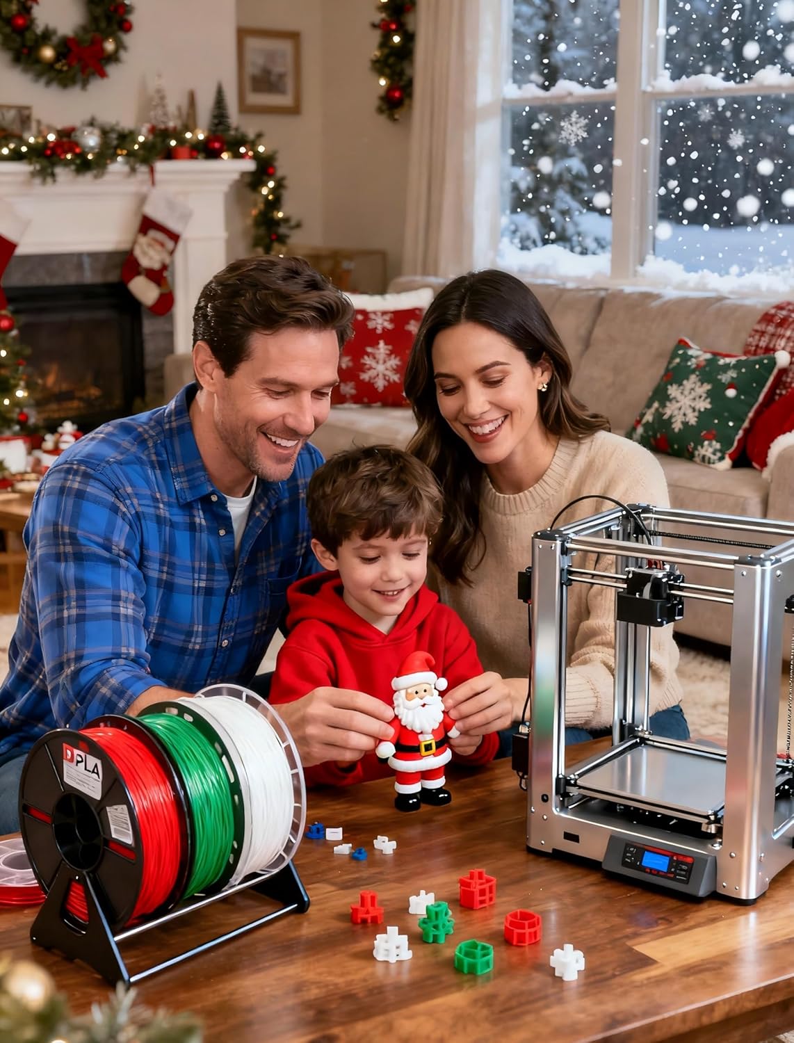 Christmas Silk PLA Filament Bundle, 3D Printer Filament 1.75mm Multicolor Christmas Pack -White, Gold, Green, Red, Creating Christmas Ornaments, or DIY Christmas Gifts, 200g x 4 Spools - Image 7