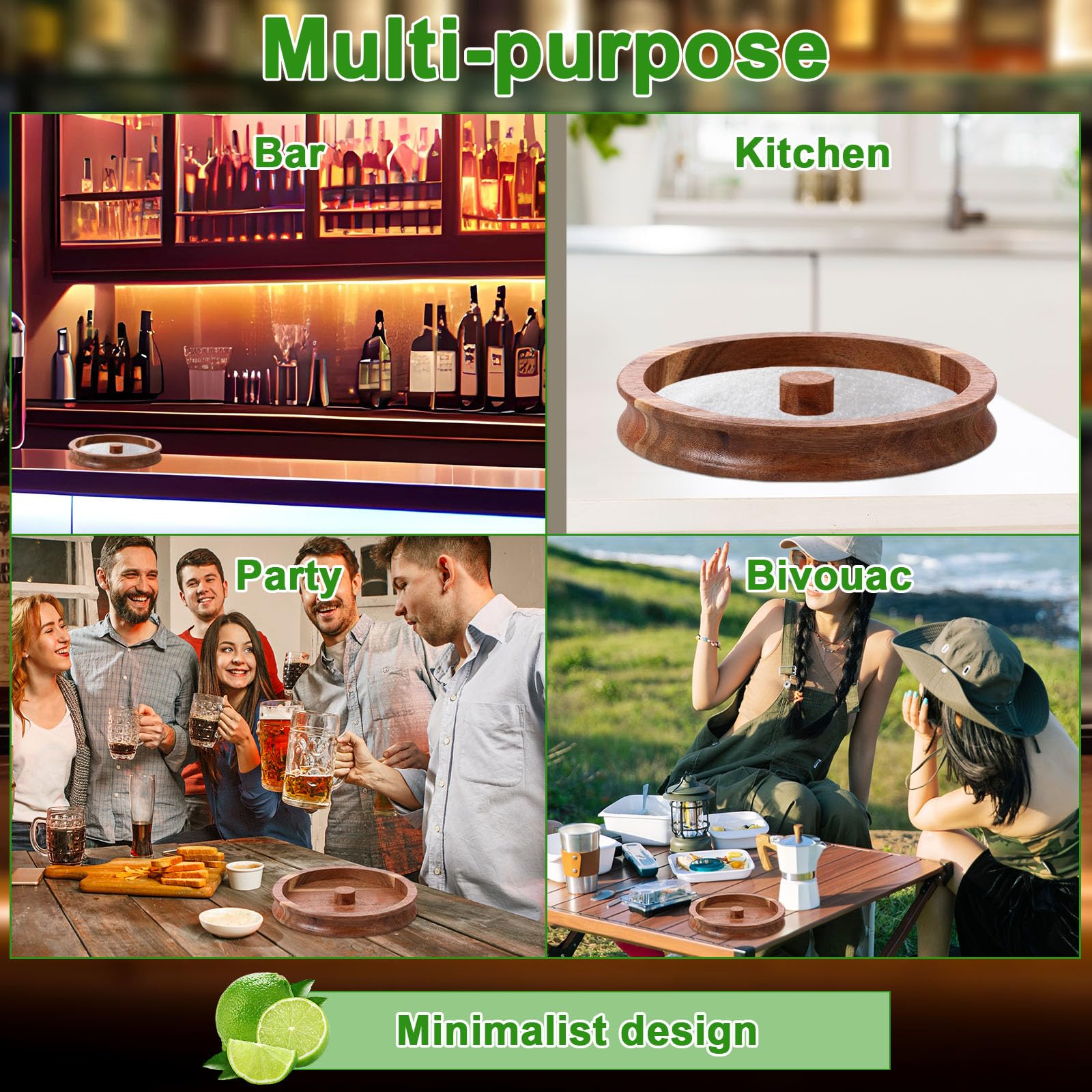 2 Pcs Salt Rimmer Set, Bar Glass Rimmer, Sugar and Salt Rimmer, Glass Rimmer for Drinks, Cocktail Rimmer Tray for Wide Cups up to 5.5 inches, Reusable Cocktail Rimmer