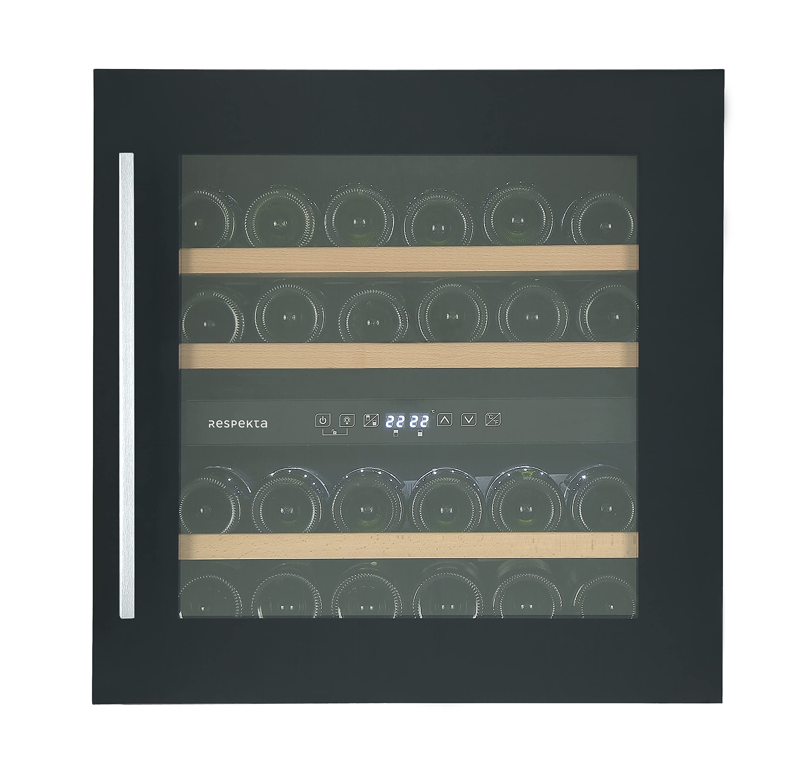 respekta Frigorifero da incasso per vino per 36 bottiglie / 85 L di capacità / 2 zone di temperatura, da 5°-22°C ciascuna/Controllo touch/Luce LED/Cerniera reversibile/Max. 41 dB/WKSE 36-19