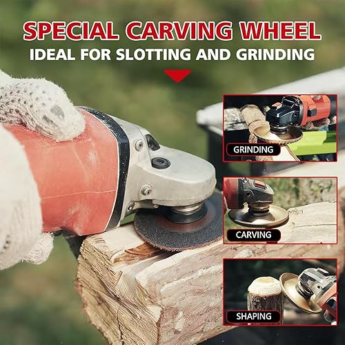 Miniatura 7 de Juego de 4 discos de molienda de madera para amoladora angular  Ruedas de moldeo de madera de 4 pulgadas o 4 12 pulgadas para amoladoras de tocones,