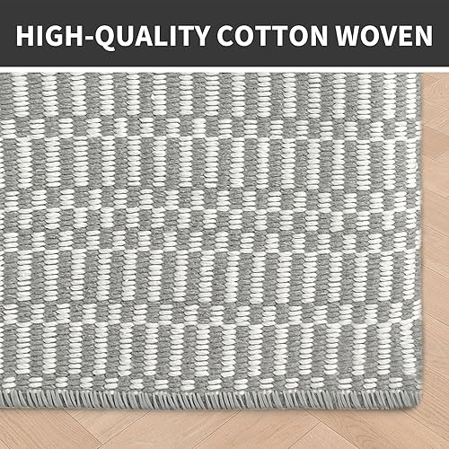 Miniatura 6 de EARTHALL Alfombra bohemia para pasillo de 2 x 5 pies, lavable, de algodón antideslizante, de 5 pies, alfombra pequeña de pelo bajo para interiores,