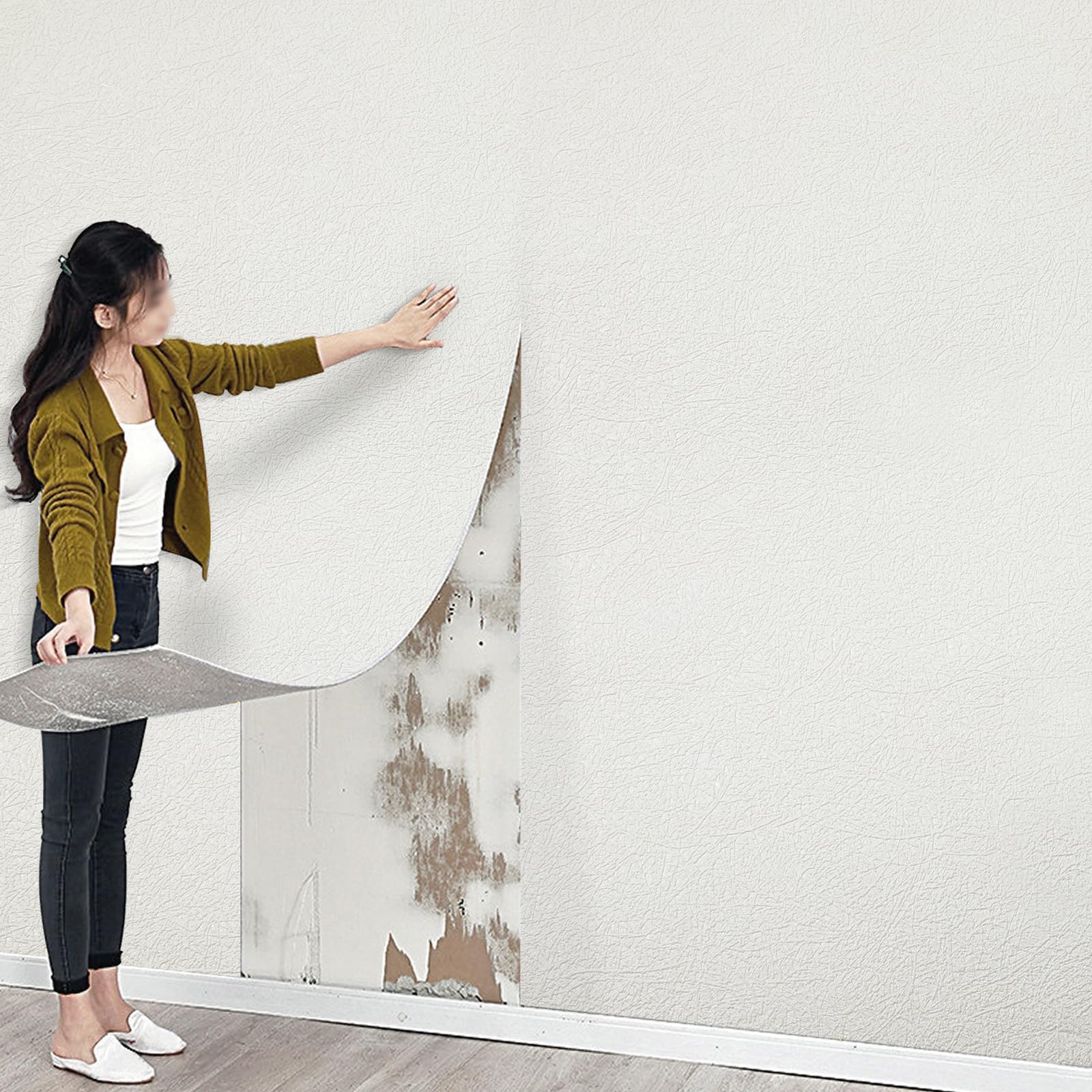 Tarwanear 10 Roll White 300cm x 40cm Self Adhesive Wallpaper Waterproof Thermal Insulating Wallpaper Peel and Stick Wall Panels PVC Stick On Kitchen Bedroom Living Room Wall Bathroom Decor — image 1