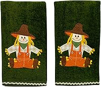 Vista 8 de Serafina Home Toallas decorativas para decoración de otoño: nueces bordadas sobre hojas de bellotas de otoño en naranja felpa, juego de 2 piezas, 11