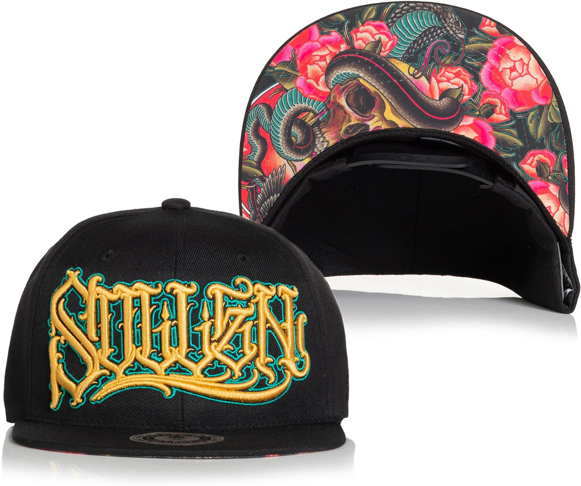 SullenArt Collective Men's Cobra Black Snapback Hat Cap