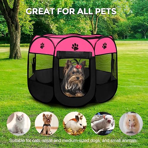 Miniatura 7 de Horing Tienda de campaña desplegable para mascotas, portador de perros y gatos, portátil, plegable, duradero, perrera