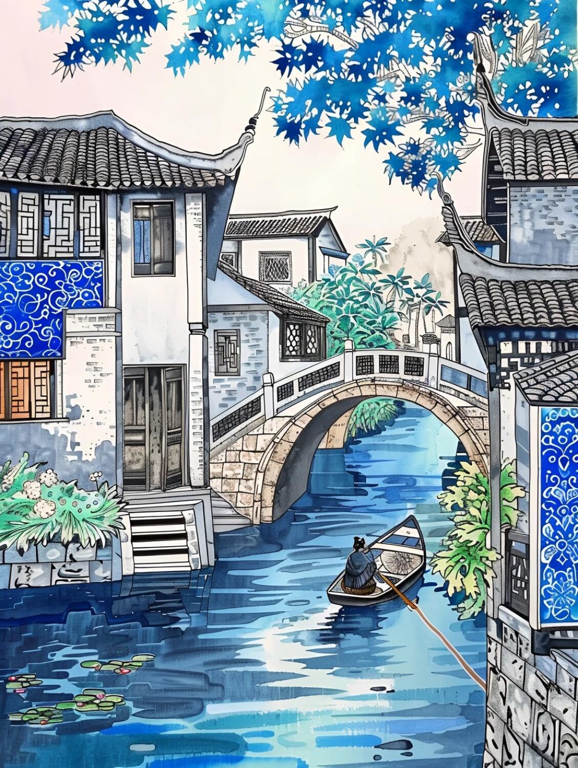 Rqwybcaxn Embroidery Beads Kit Retro Architecture 40x50cm