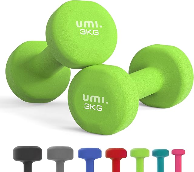 Amazon Brand - Umi - Neoprene Dumbbell Weights Home Gym Fitness Dumbbell Set 1Kg 2Kg 3Kg 4Kg 5Kg 8kg 10kg (pair)