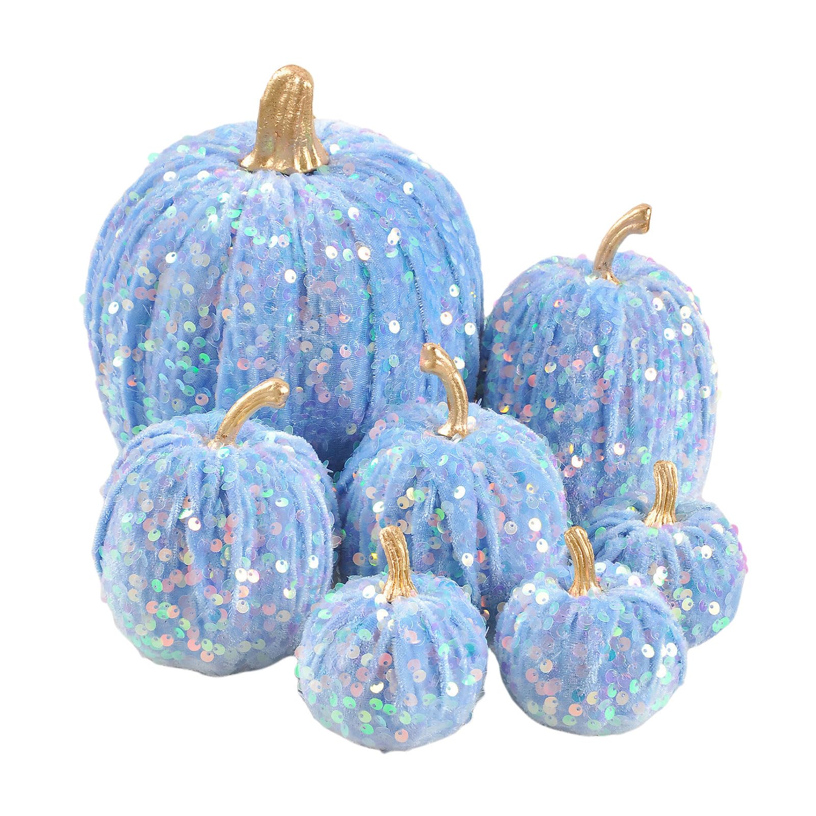 Xinsheinelry Of 7 Foam Pumpkins Decorations with Glittering Seasonal Ornament for Thanksgiving and Halloween Party Home Decoration Foam Pumpkin Decorations