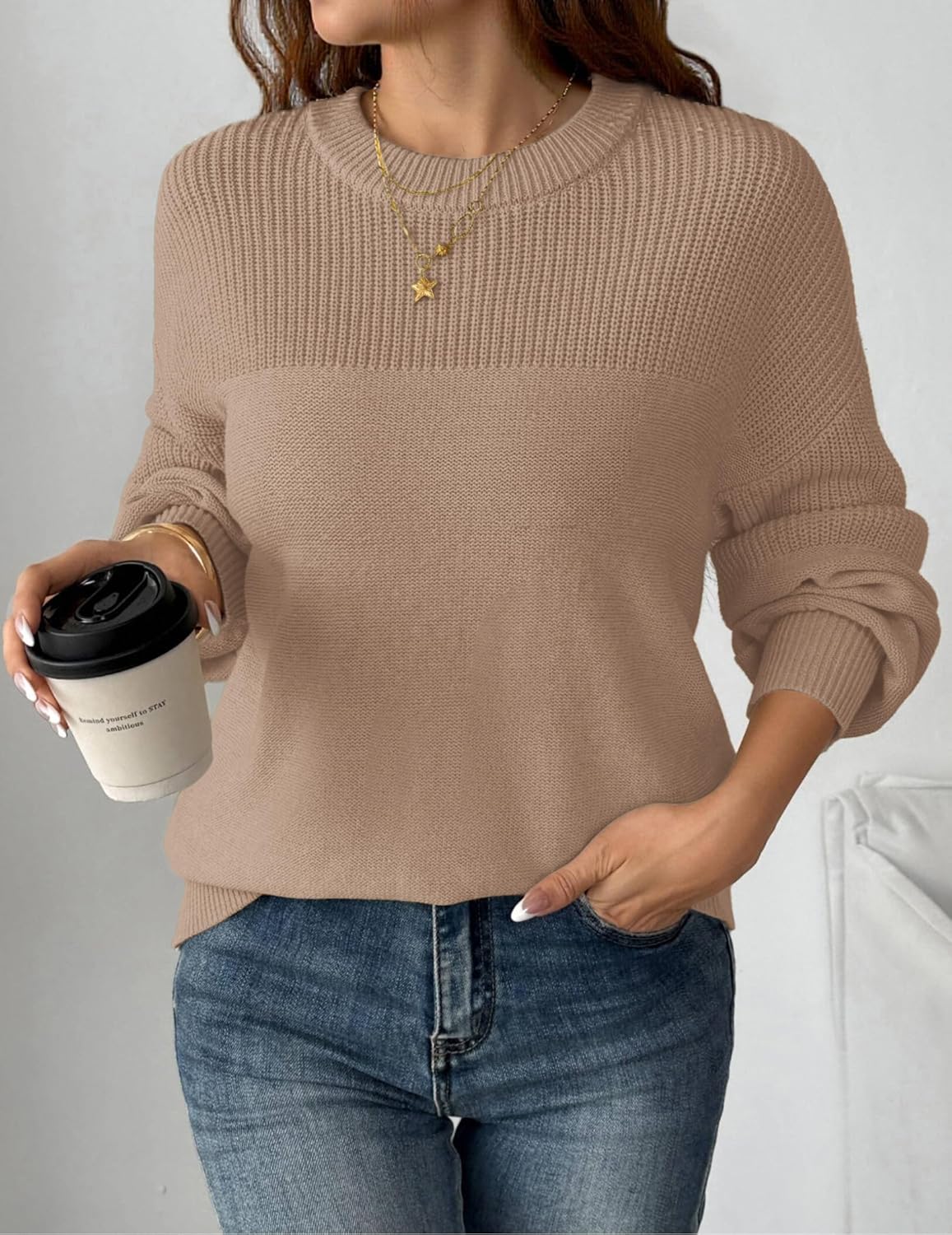 Zeagoo Women's 2026 Fall Chunky Knit Sweater Oversized Crewneck Long Sleeve Winter Cotton Pullover Sweaters Jumper Tops - Image 3