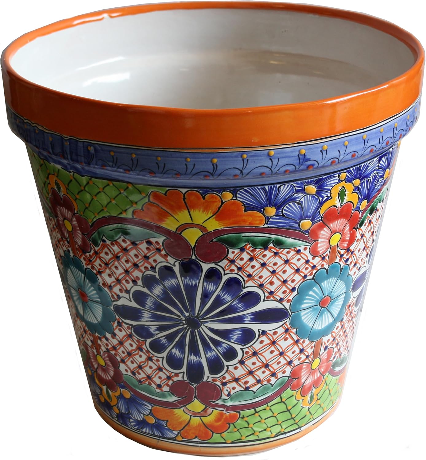 Indoors/Outdoors Small-Sized Ayumba Mexican Colors Talavera Ceramic Garden Pot