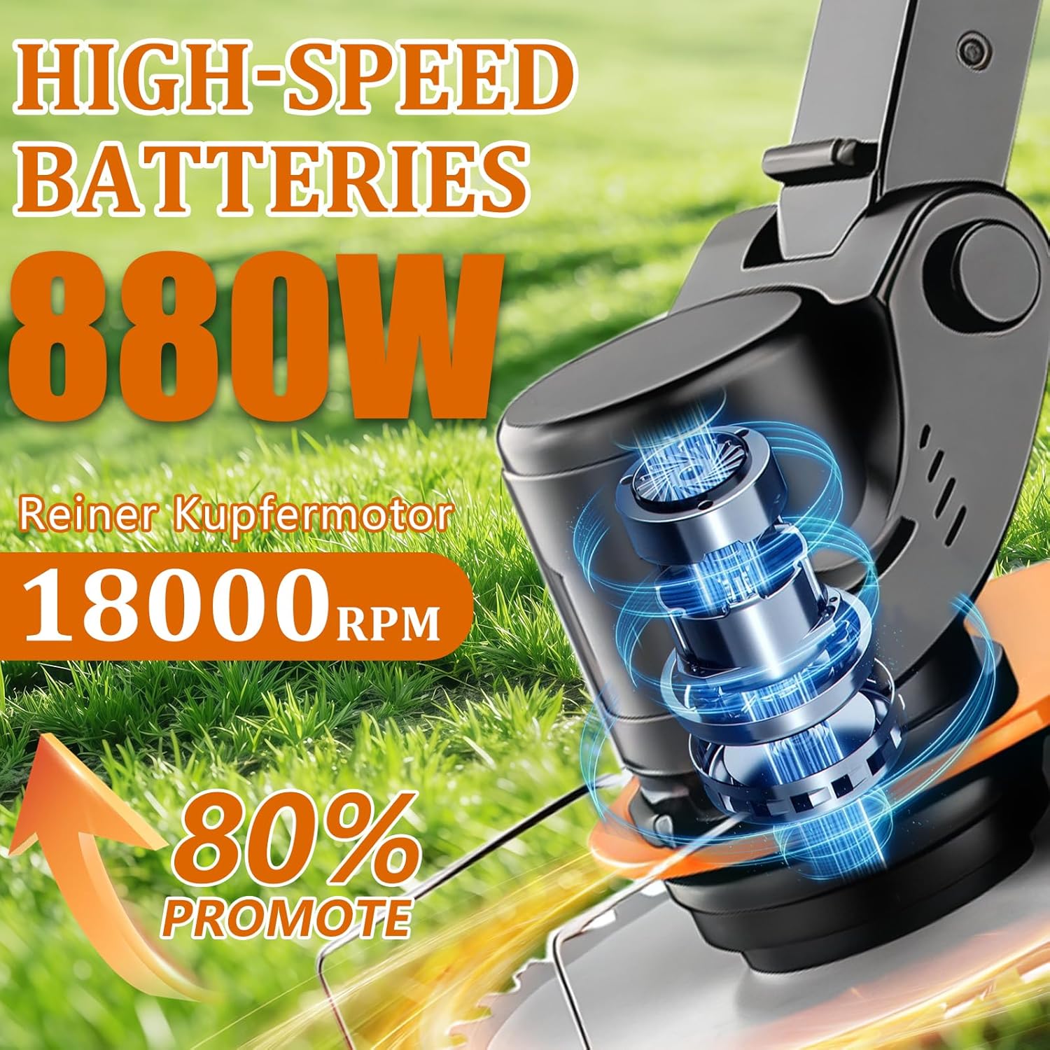 Electric Weed Wacker Cordless Electric Weed Eater Battery Powered Grass Trimmer Brush Cutter String Trimmer with 4 Types Blade & Fast Charger & 2x2000mAh Batteries for Garden Lawn Yard Black