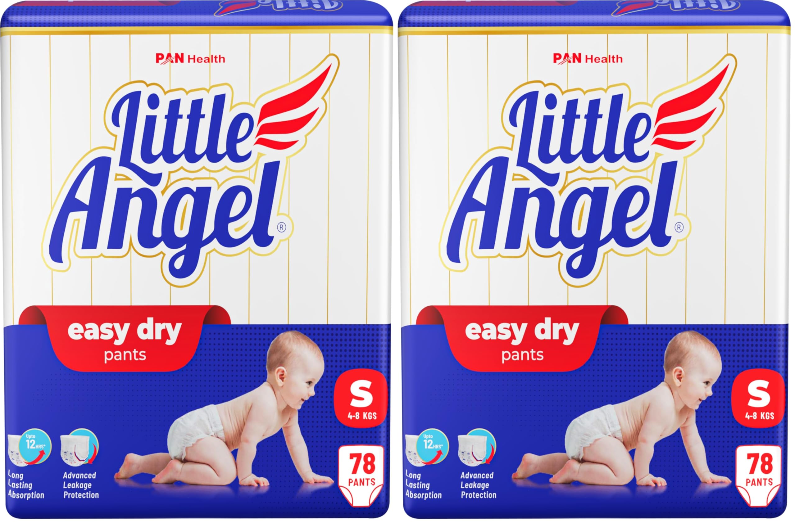 Little Angel Baby Easy Dry Pull-Up Diaper Pants Small Size, 4-8Kg - S (78 Pieces) (Pack of 2)-image-31