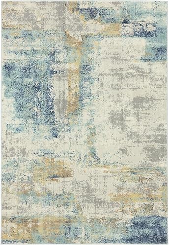 Miniatura 3 de LUXE WEAVERS Alfombra abstracta moderna para interiores, 5 x 7, color plateado