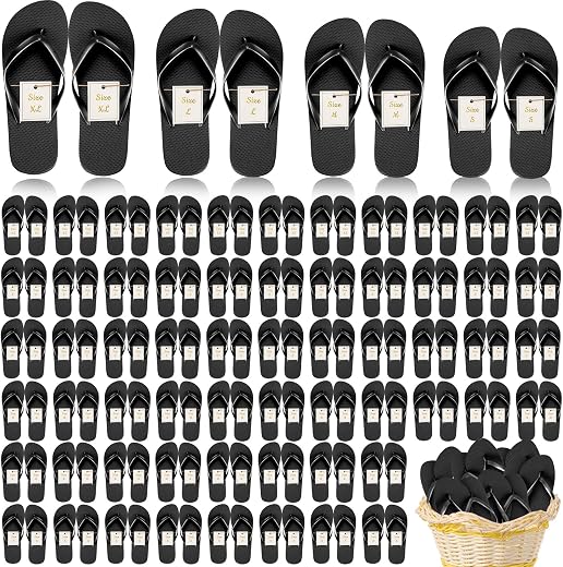 Unittype 72 Pairs Flip Flops Bulk for Wedding Party Guests Sandals Pack Casual Slippers with Assorted Size Cards Sign for ...