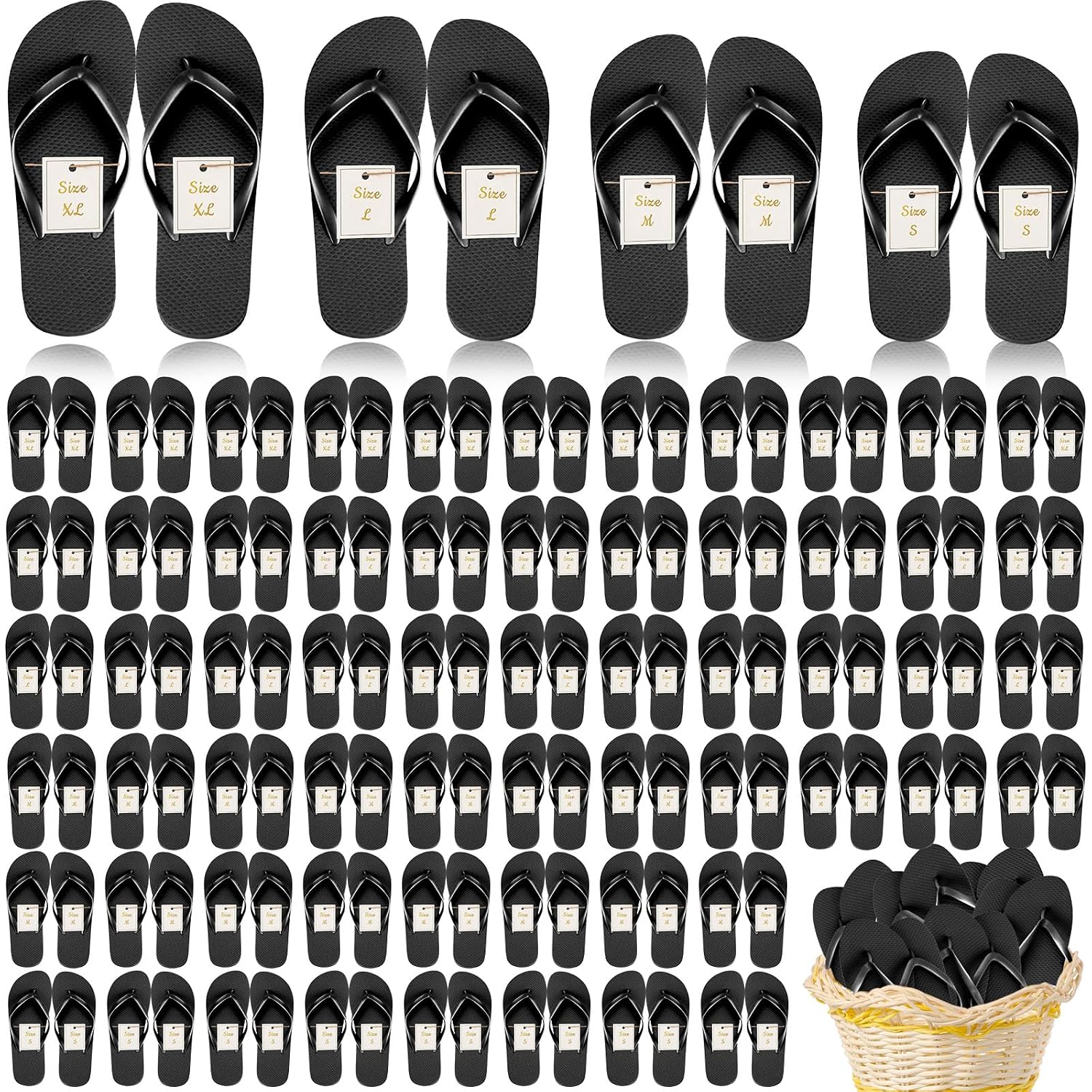 Unittype 72 Pairs Flip Flops Bulk for Wedding Party Guests Sandals Pack Casual Slippers with Assorted Size Cards Sign for ... - Review, Price and Buying Guide