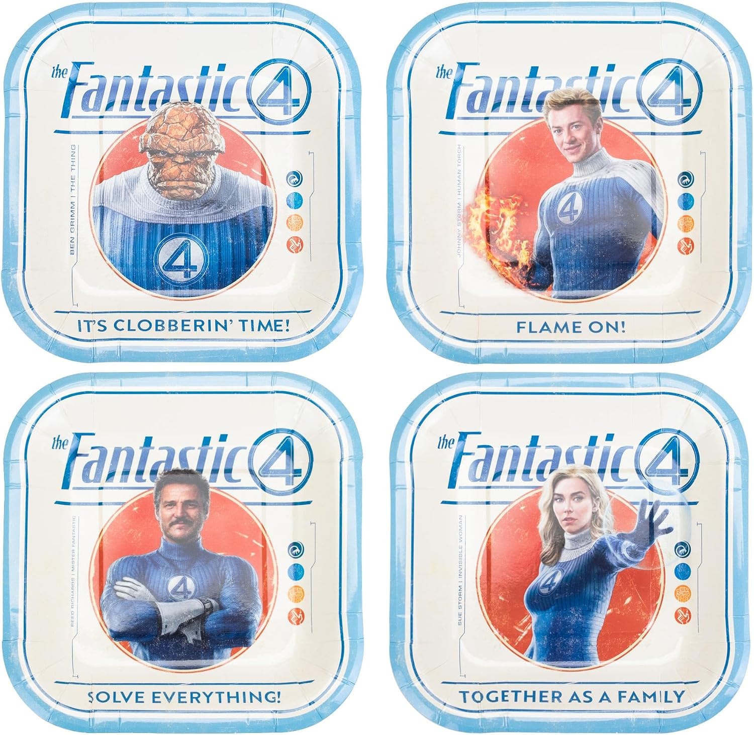 Fantastic Four Dessert Plates - 7 Inch (8 Count) | Marvel Party Supplies