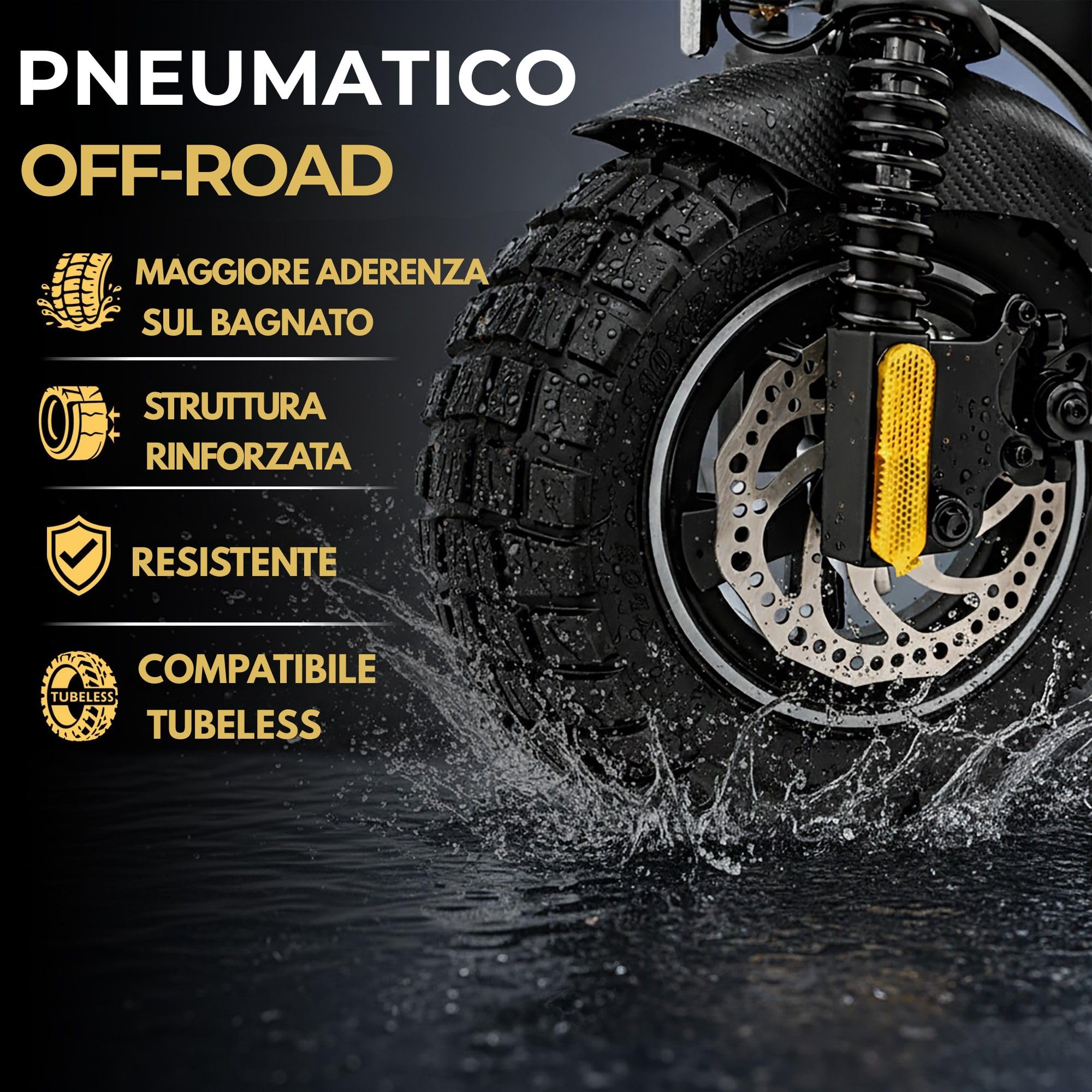 ANSENI Gomme Monopattino 10x2.75-6.5, Ruota Tubeless 10 Pollici per Scooter Elettrico Smartgyro Speedway Rockway/crossover/kukirin G3/ Kukirin G2/dualtron 3 (1 Ruota)