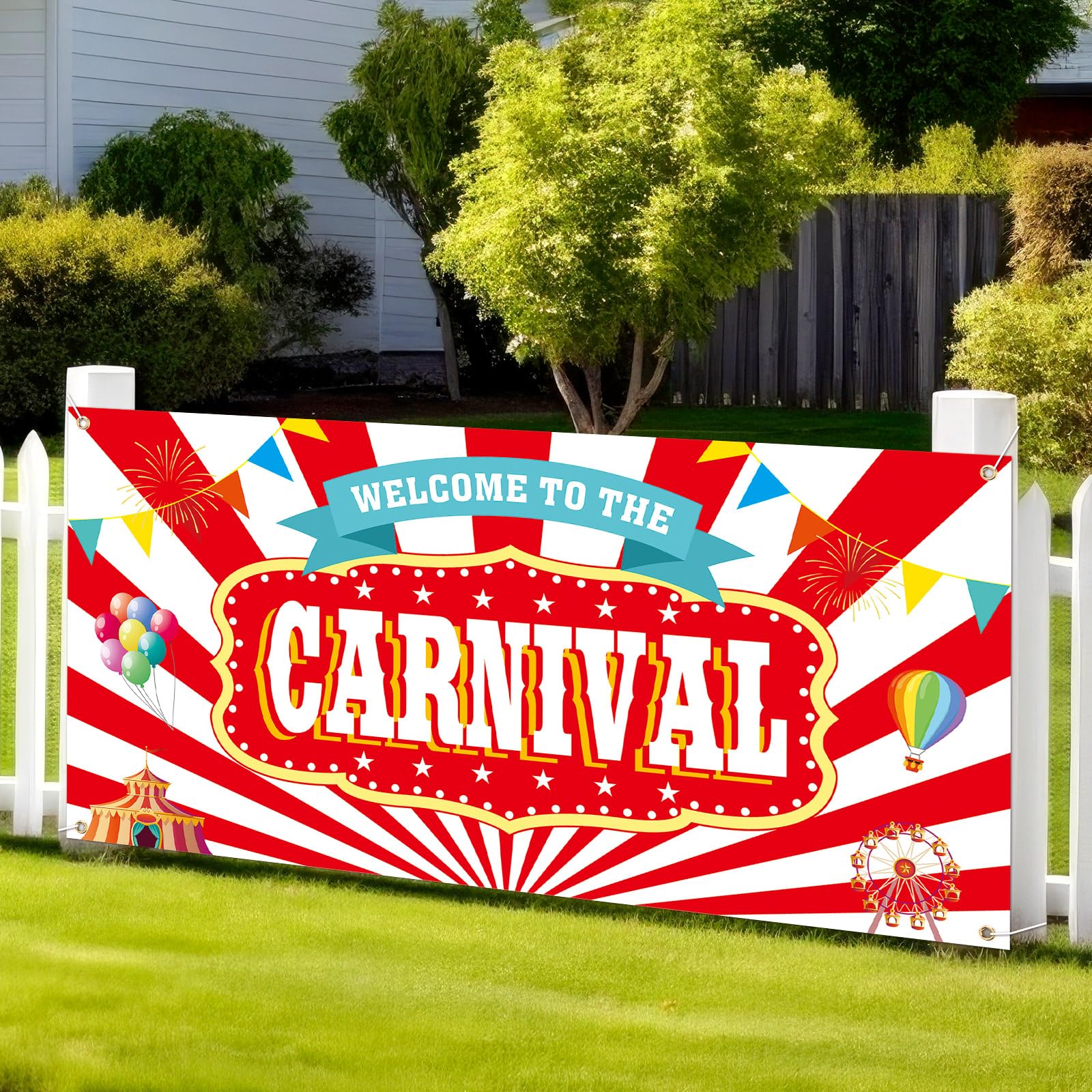 Photo 1 of Teenyyou Carnival Banner Classic Circus Party Backdrop 71x35 Inch