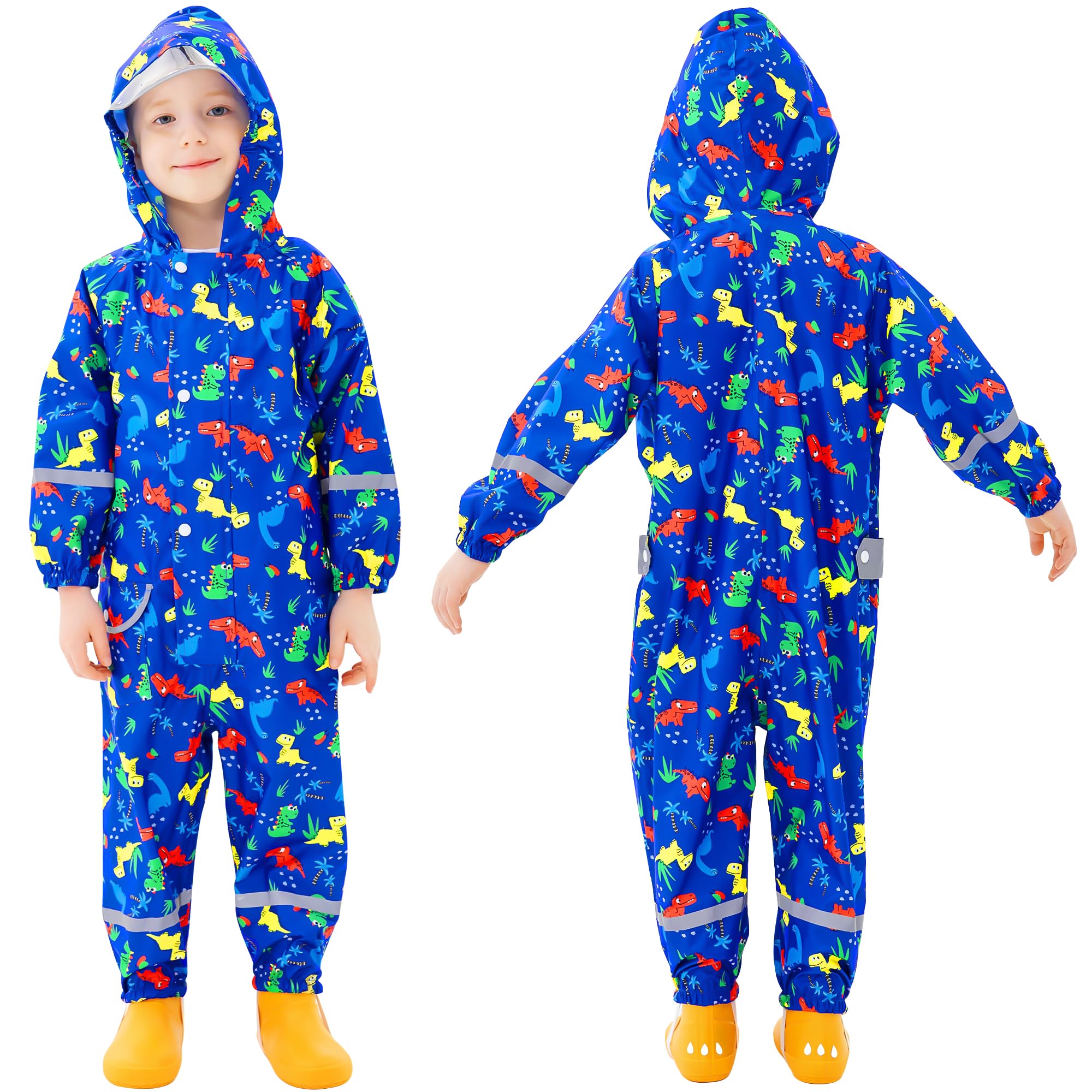 Imperméable pour Enfant Filles Garçon, Combinaison de Pluie Léger Unisexe Capuchon Dinosaure/Licorne Animé Mignon Vêtements Vestes de Pluie, Pour Randonnée, Va à L'école, Equitation, 1-9 Ans