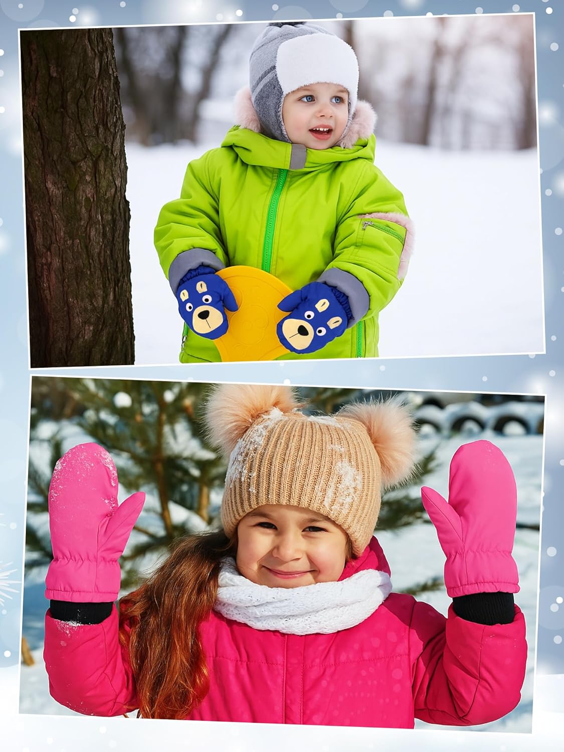 SATINIOR 6 Pairs Winter Snow Mittens Kids Waterproof Warm Ski Gloves Unisex Gloves for Cold Weather Children - Image 4