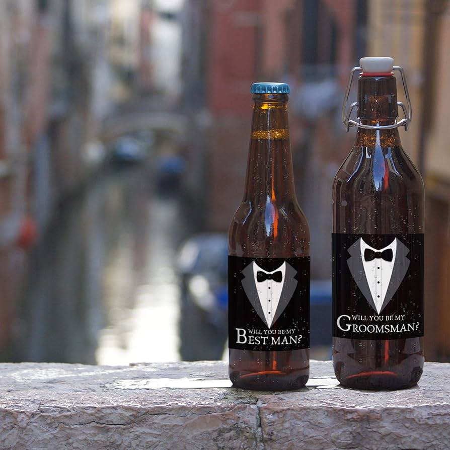 Amazon.com | Will You Be My Groomsman Bottle Label Stickers ...