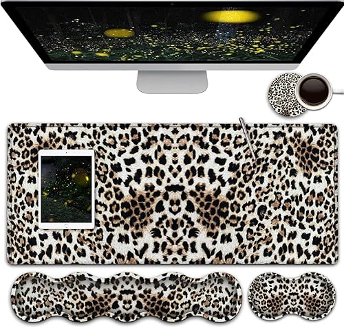 Juego de reposamuñecas para teclado y mouse para juegos, alfombrilla de mouse grande XXL + reposamuñecas ergonómico de espuma viscoelástica, para