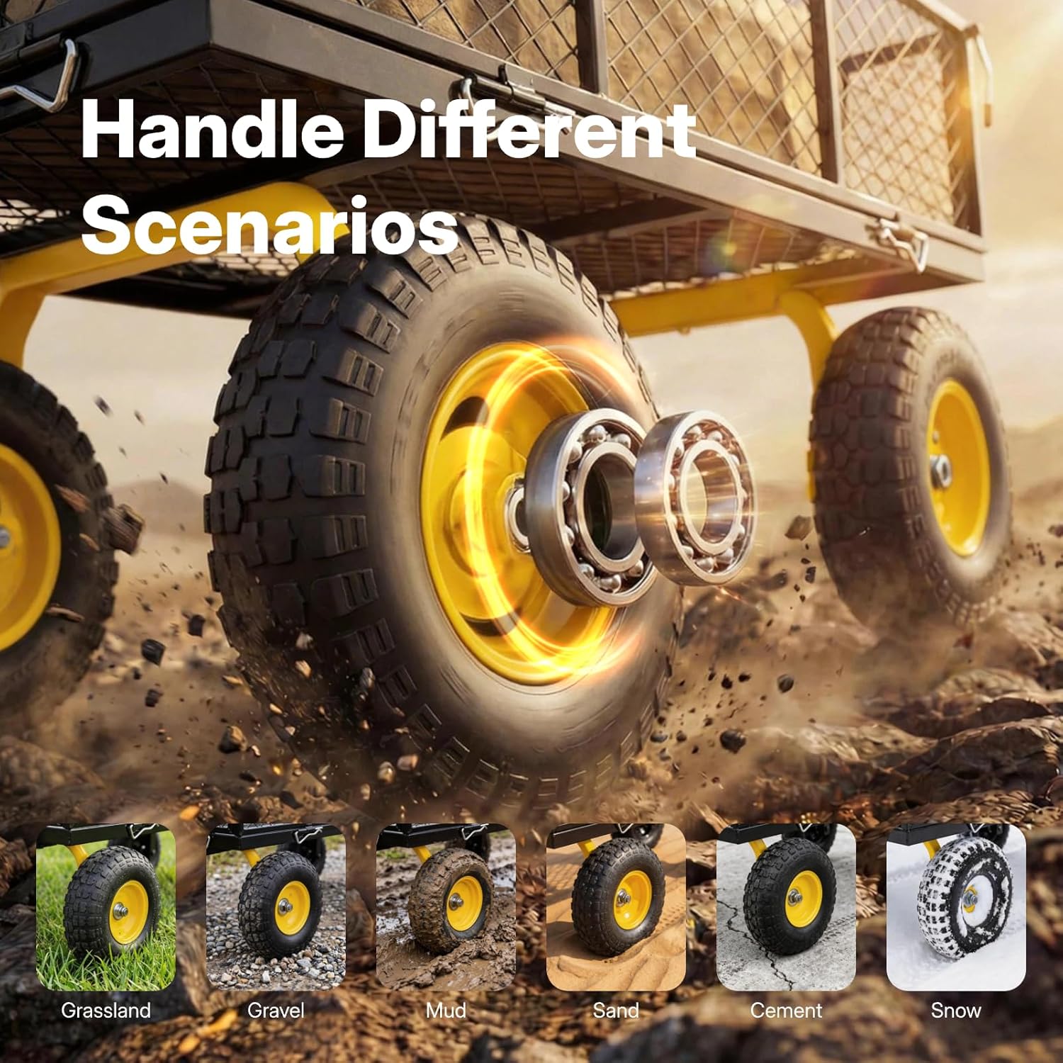 NorthSky Heavy Duty Garden Cart - 800lbs Load Capacity with 180° Rotating Handle, 10" All-Terrain Tires, Removable Sides for Easy Hauling, Garden Wagon for Yard Work, Outdoor Utility Cart