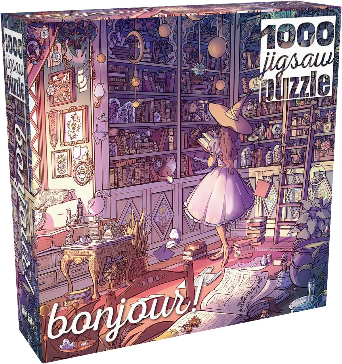Buffalo Games - Bonjour - Brittnie Ortega - Witch's Library - 1000 Piece Jigsaw Puzzle for Adults - Challenging Puzzle Perfect for Game Nights - Finished Size is 26.75 x 19.75