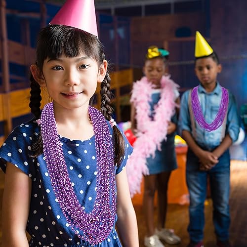 Miniatura 6 de 100 cuentas de Mardi Gras, regalos de fiesta de Mardi Gras, collares de juguete de cuentas moradas de 33 pulgadas, accesorios para desfile de