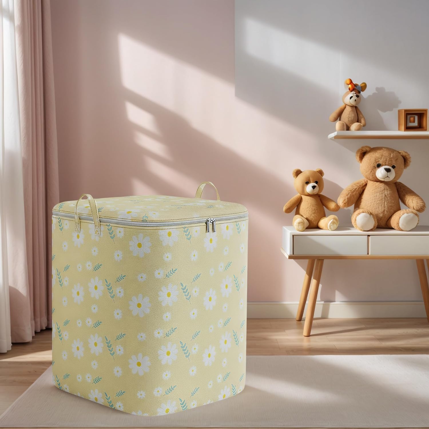 Comforter Storage Bag, Extra Large Clothes Storage Organizer for Blankets Bedding Sweaters, Foldable Soft Storage, Zipper Closure, Carry Handles, Closet Under Bed Moving Travel (180L X 3)