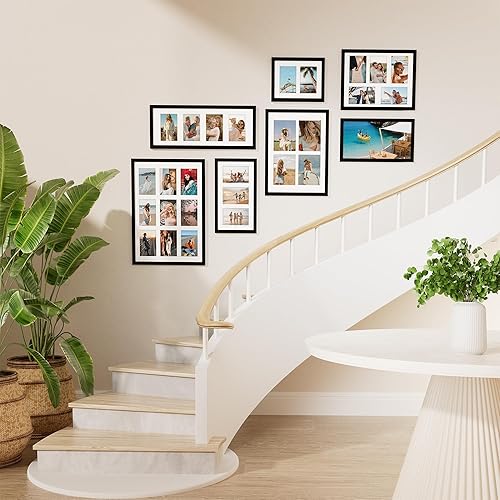 Miniatura 3 de Vittanly 8x14 Marcos de Fotos para Collage, Muestra 3 Fotos de 4x6 Pulgadas con Alfombrilla, Marco de Fotos para Collage para Visualización
