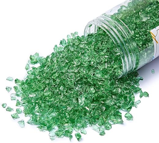 Pack of 200 Gram high Luster Shiny Uneven Light Green Crushed Glass in Size 2 to 6 mm for Resin Art Decor Table top Aquarium DIY and More
