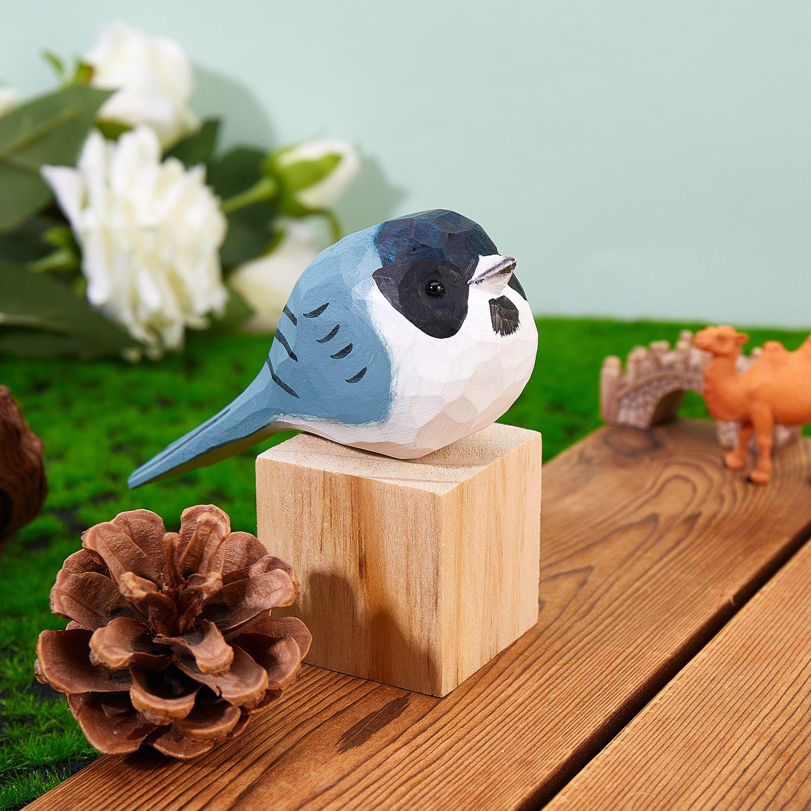 WEWAYSMILE Hand Carved Wooden Bird Figurine, Painted Statue - Image 4