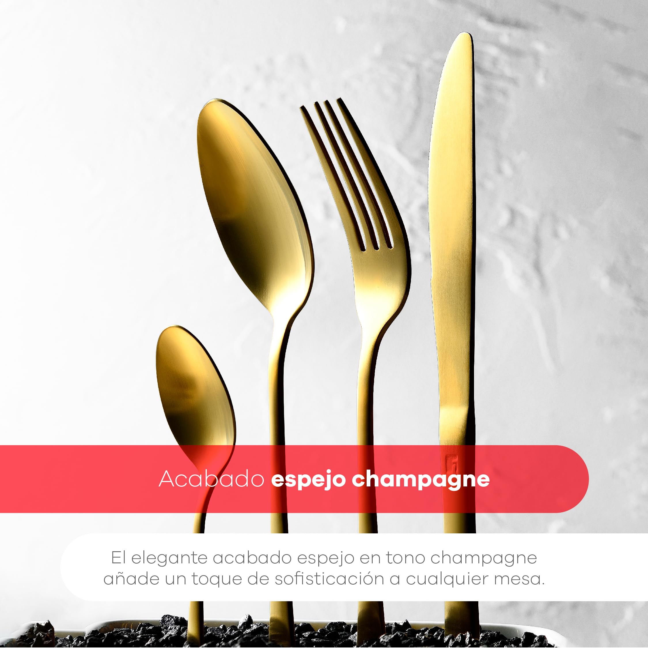 Bergner Set 24pcs cuberteria en acero inoxidable colección Munich champagne shiny