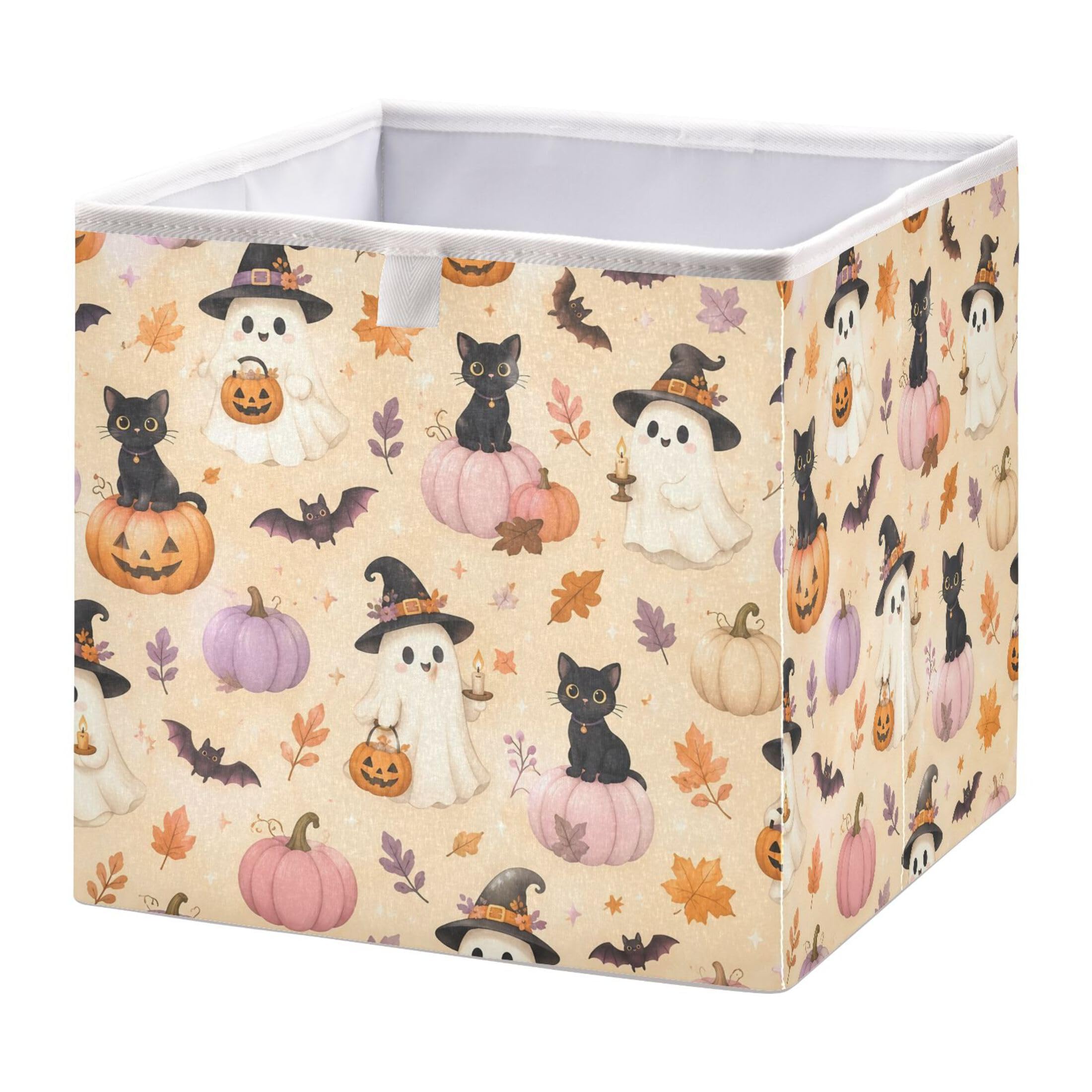 Kutsu Ghosts Pumpkins Storage Box Foldable Storage Bins with Handle